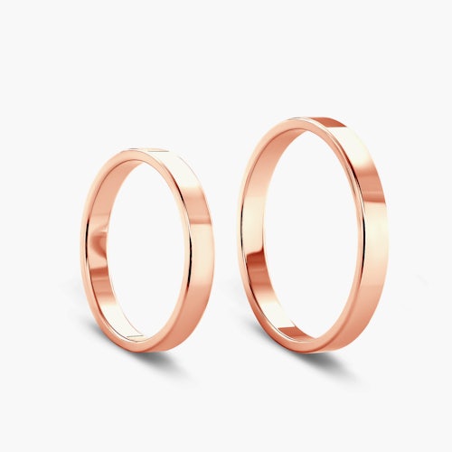 Obrączki ślubne: różowe złoto, płaskie, 3 mm